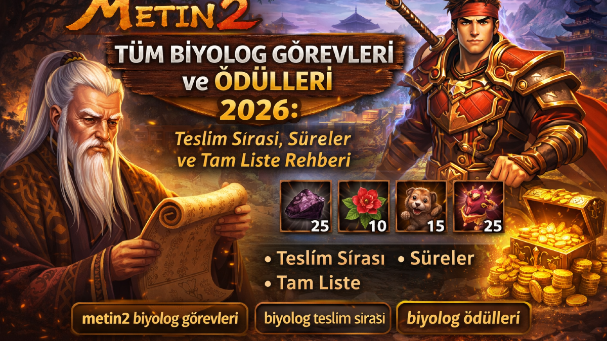 Metin2 Tüm Biyolog Görevleri ve Ödülleri 2026: Teslim Sırası, Süreler ve Tam Liste Rehberi